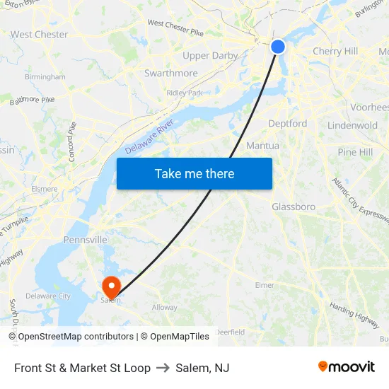 Front St & Market St Loop to Salem, NJ map