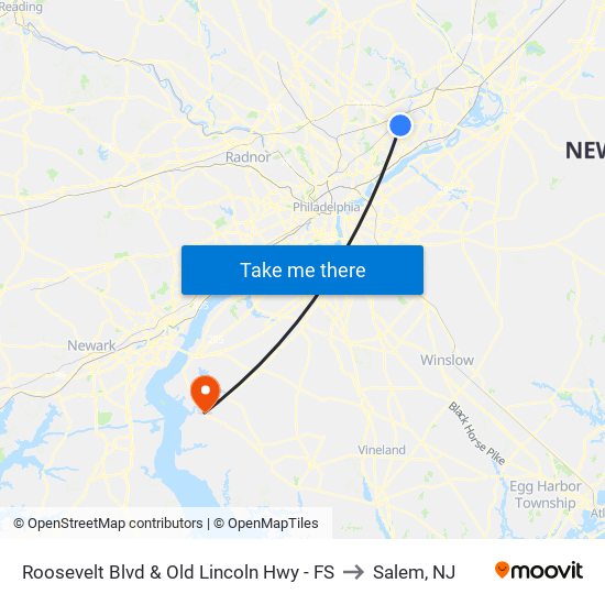 Roosevelt Blvd & Old Lincoln Hwy - FS to Salem, NJ map