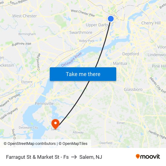 Farragut St & Market St - Fs to Salem, NJ map