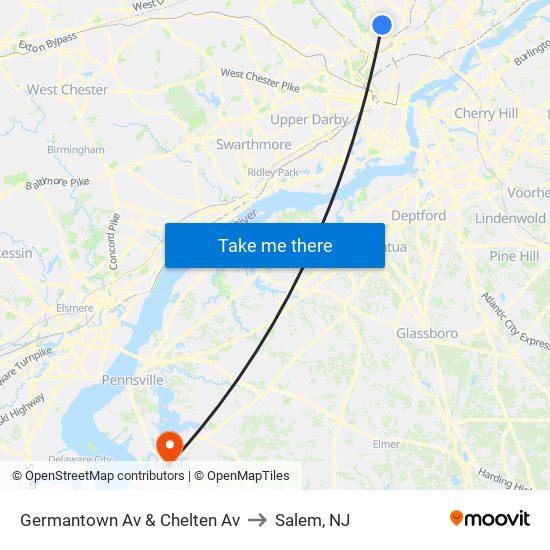 Germantown Av & Chelten Av to Salem, NJ map