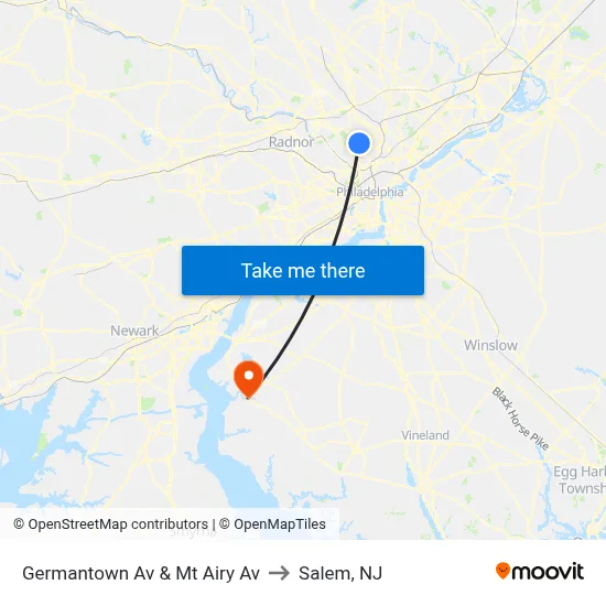 Germantown Av & Mt Airy Av to Salem, NJ map