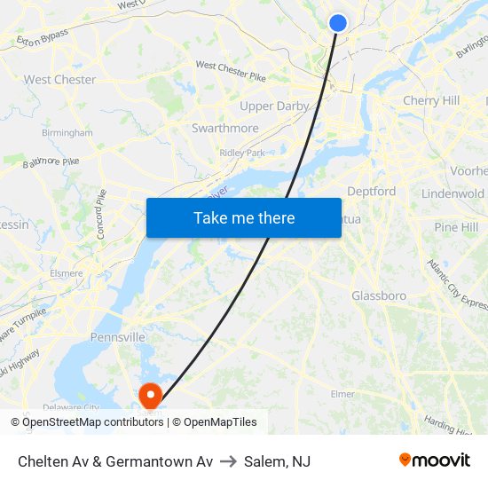 Chelten Av & Germantown Av to Salem, NJ map