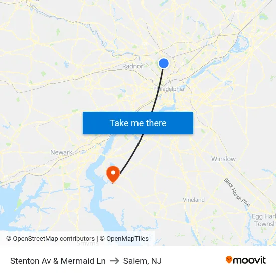 Stenton Av & Mermaid Ln to Salem, NJ map