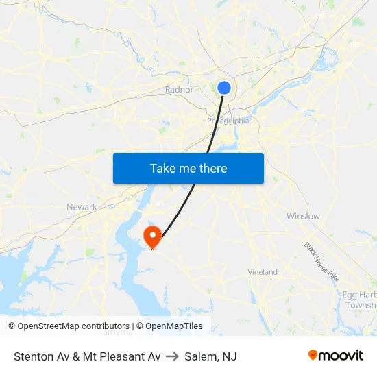 Stenton Av & Mt Pleasant Av to Salem, NJ map