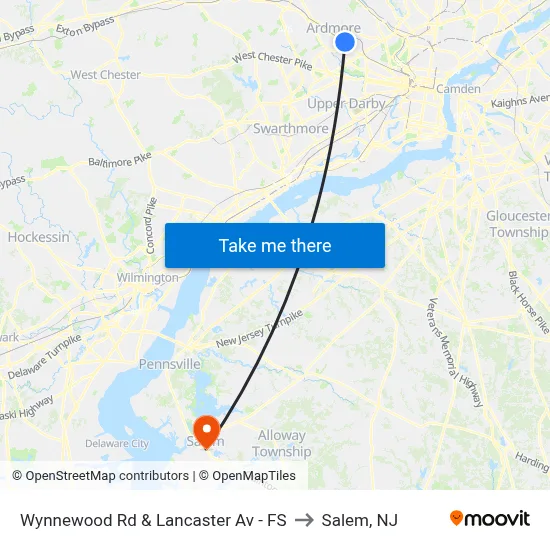 Wynnewood Rd & Lancaster Av - FS to Salem, NJ map