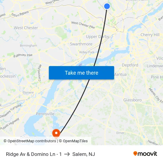 Ridge Av & Domino Ln - 1 to Salem, NJ map