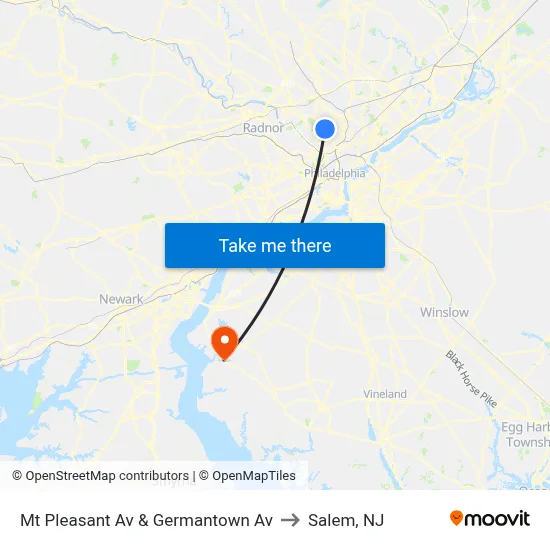 Mt Pleasant Av & Germantown Av to Salem, NJ map