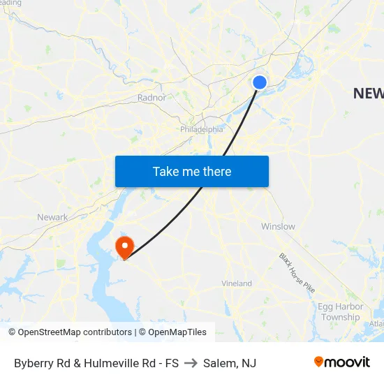 Byberry Rd & Hulmeville Rd - FS to Salem, NJ map