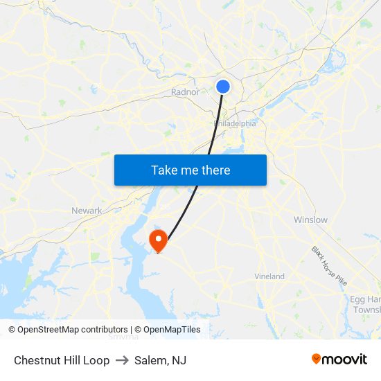 Chestnut Hill Loop to Salem, NJ map