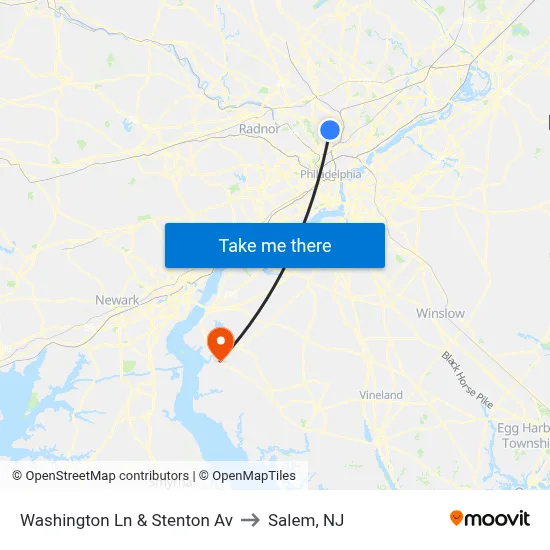 Washington Ln & Stenton Av to Salem, NJ map