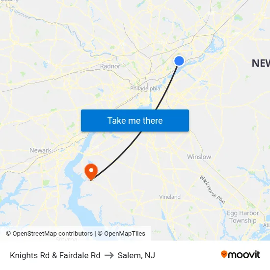 Knights Rd & Fairdale Rd to Salem, NJ map