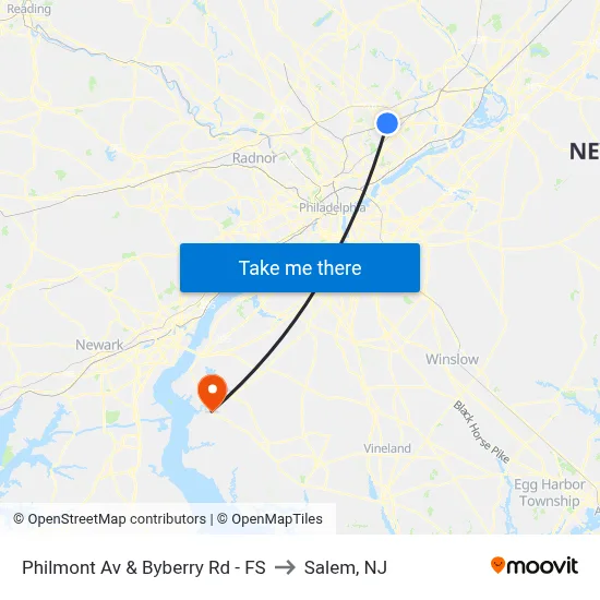 Philmont Av & Byberry Rd - FS to Salem, NJ map