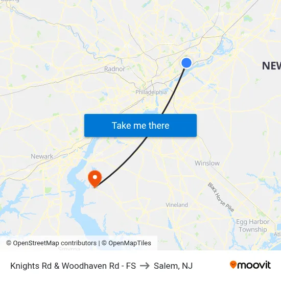 Knights Rd & Woodhaven Rd - FS to Salem, NJ map