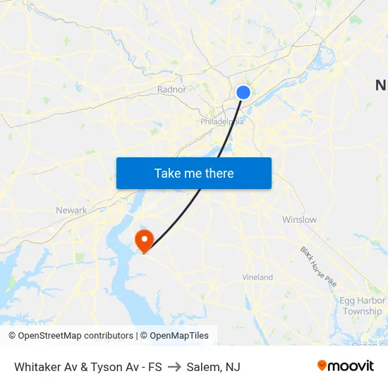 Whitaker Av & Tyson Av - FS to Salem, NJ map