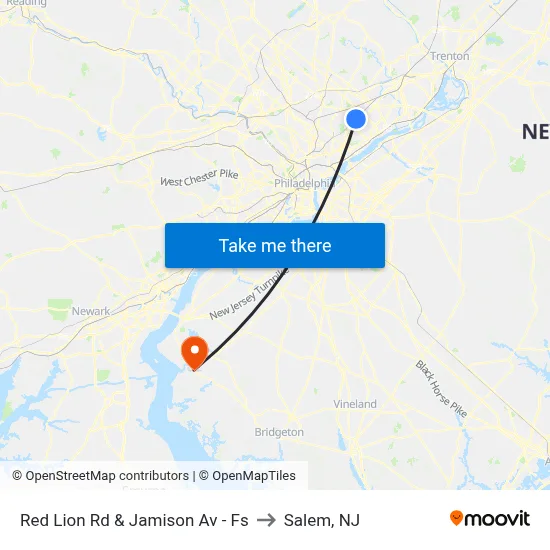 Red Lion Rd & Jamison Av - Fs to Salem, NJ map