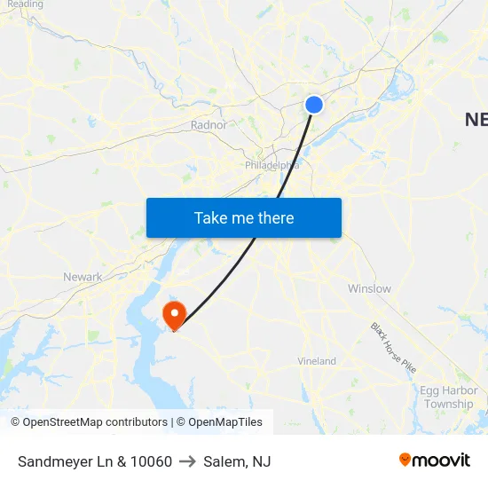 Sandmeyer Ln & 10060 to Salem, NJ map