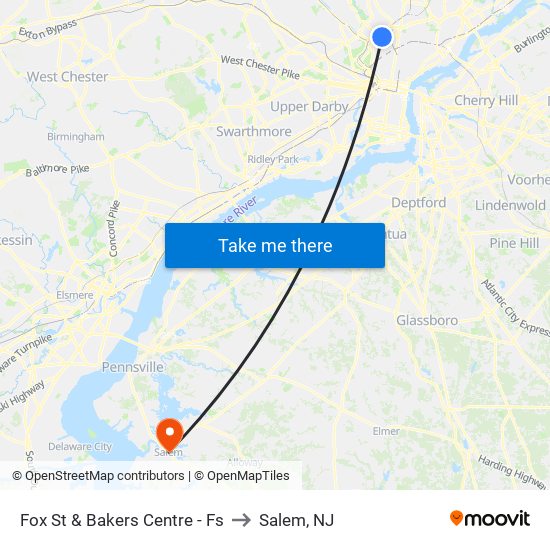 Fox St & Bakers Centre - Fs to Salem, NJ map