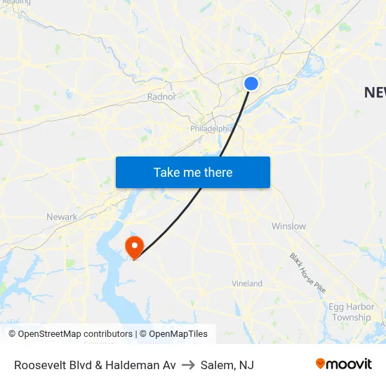 Roosevelt Blvd & Haldeman Av to Salem, NJ map