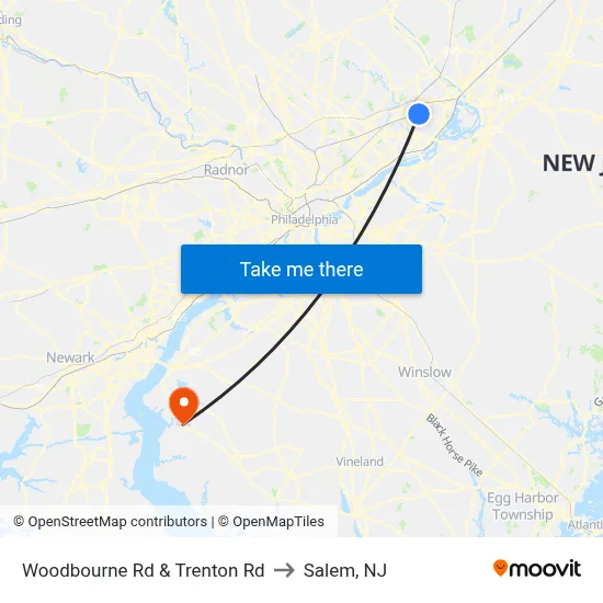 Woodbourne Rd & Trenton Rd to Salem, NJ map