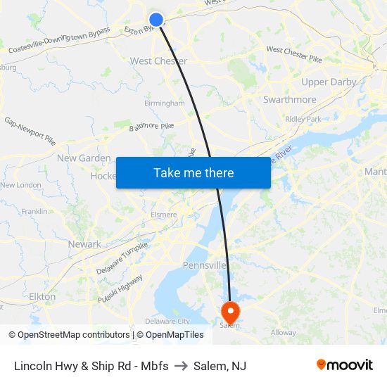 Lincoln Hwy & Ship Rd - Mbfs to Salem, NJ map