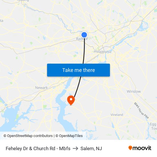 Feheley Dr & Church Rd - Mbfs to Salem, NJ map