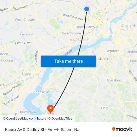 Essex Av & Dudley St - Fs to Salem, NJ map