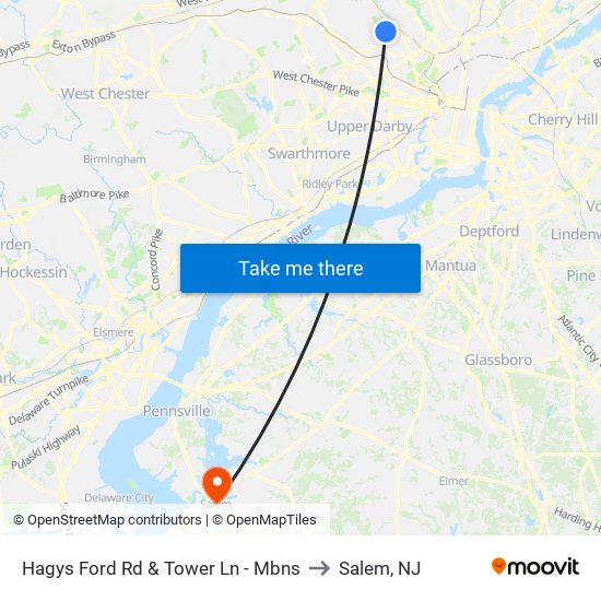 Hagys Ford Rd & Tower Ln - Mbns to Salem, NJ map