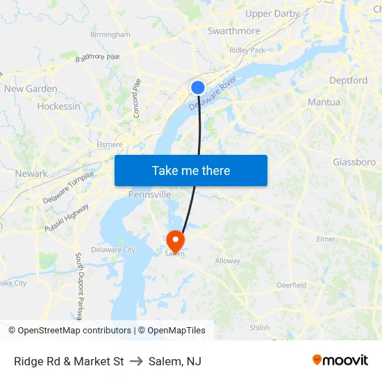 Ridge Rd & Market St to Salem, NJ map