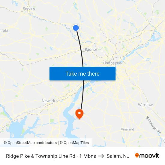 Ridge Pike & Township Line Rd - 1 Mbns to Salem, NJ map