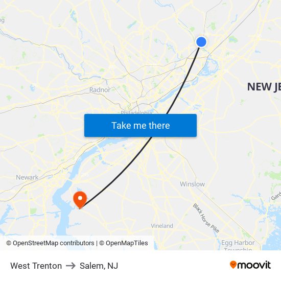 West Trenton to Salem, NJ map