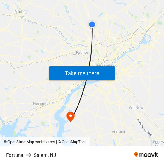 Fortuna to Salem, NJ map
