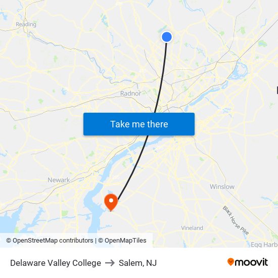 Delaware Valley College to Salem, NJ map