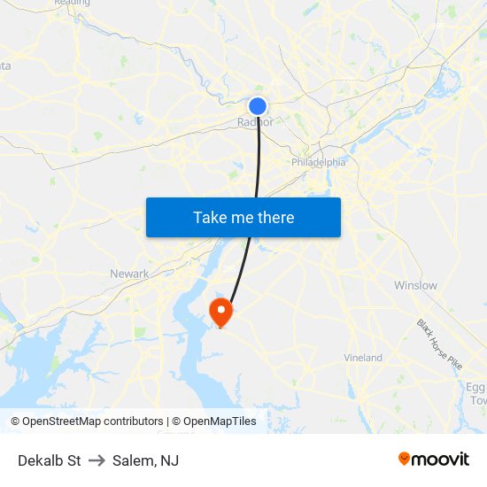 Dekalb St to Salem, NJ map