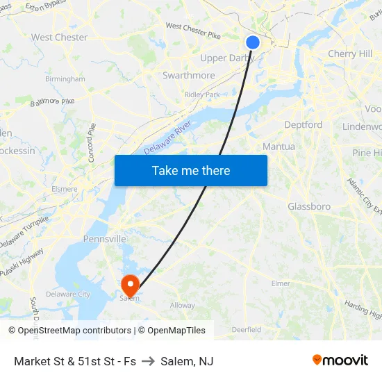 Market St & 51st St - Fs to Salem, NJ map