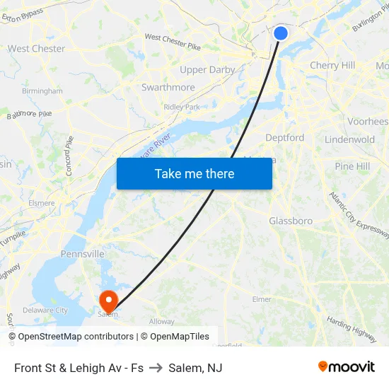 Front St & Lehigh Av - Fs to Salem, NJ map