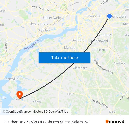 Gaither Dr 2225'W Of S Church St to Salem, NJ map
