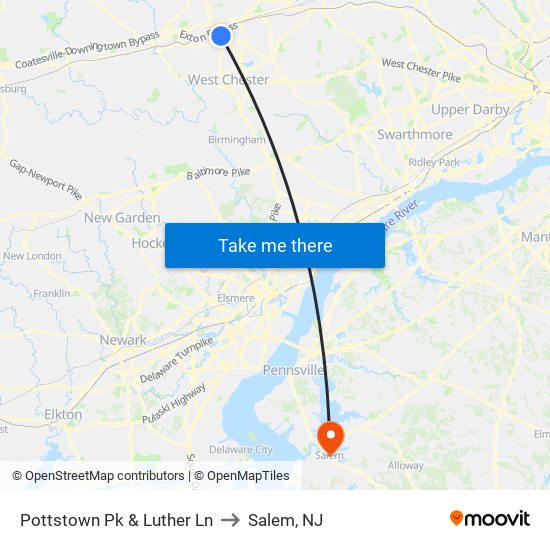 Pottstown Pk & Luther Ln to Salem, NJ map