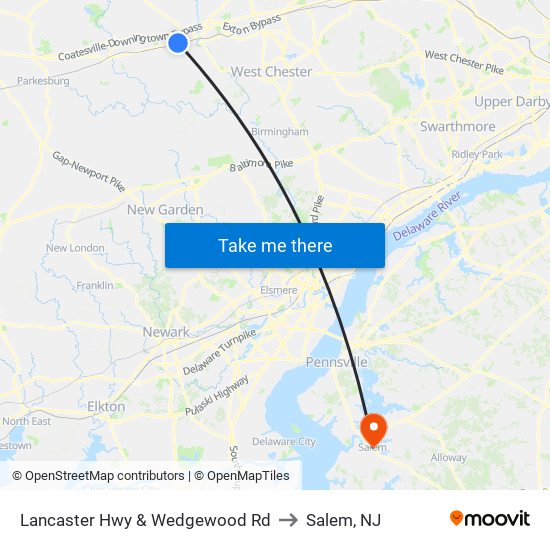 Lancaster Hwy & Wedgewood Rd to Salem, NJ map