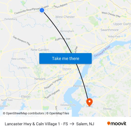 Lancaster Hwy & Caln Village 1 - FS to Salem, NJ map