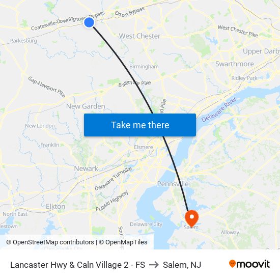 Lancaster Hwy & Caln Village 2 - FS to Salem, NJ map