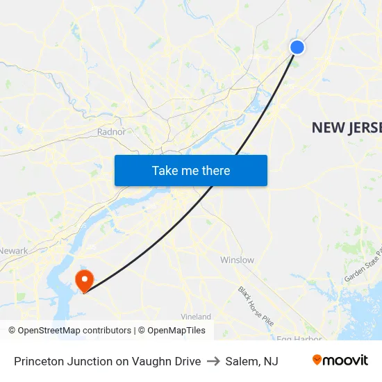 Princeton Junction on Vaughn Drive to Salem, NJ map