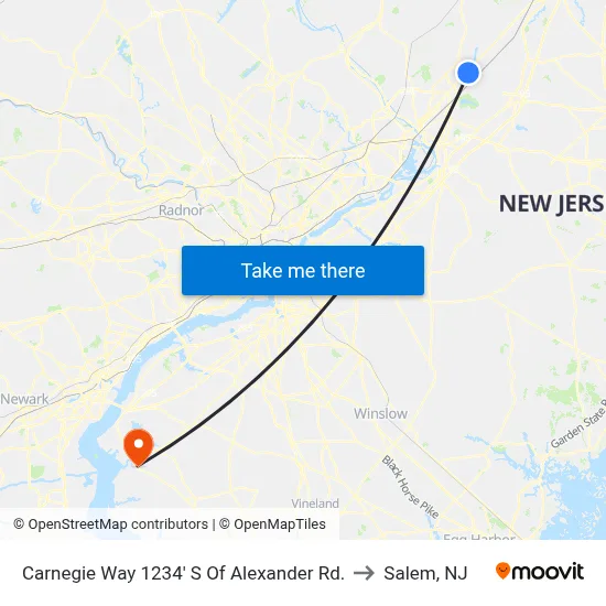 Carnegie Way 1234' S Of Alexander Rd. to Salem, NJ map