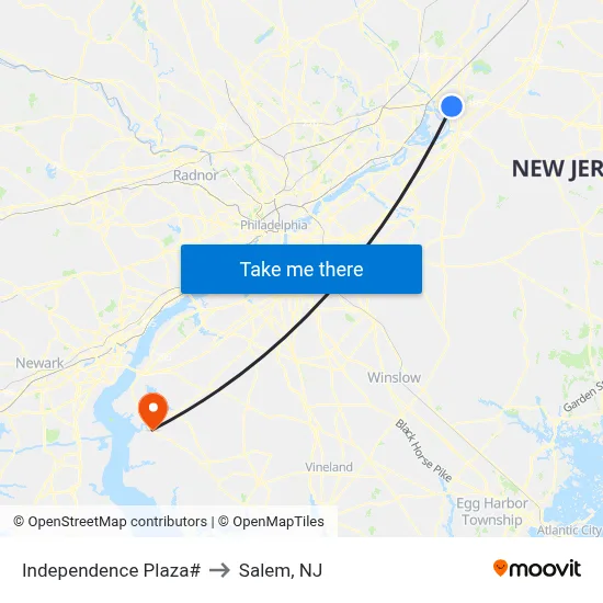 Independence Plaza# to Salem, NJ map