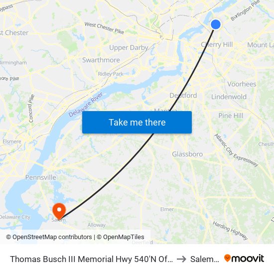 Thomas Busch III Memorial Hwy 540'N Of National H# to Salem, NJ map