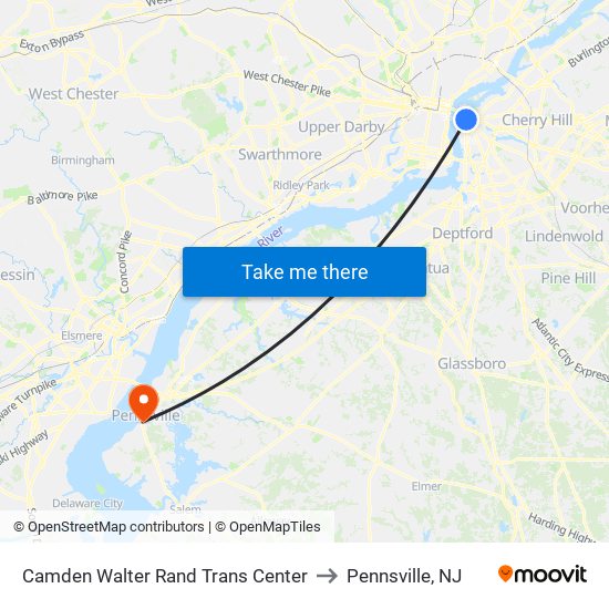 Camden Walter Rand Trans Center to Pennsville, NJ map