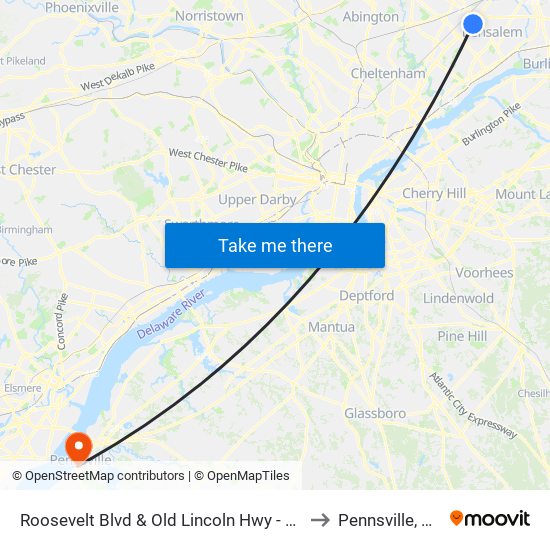 Roosevelt Blvd & Old Lincoln Hwy - FS to Pennsville, NJ map