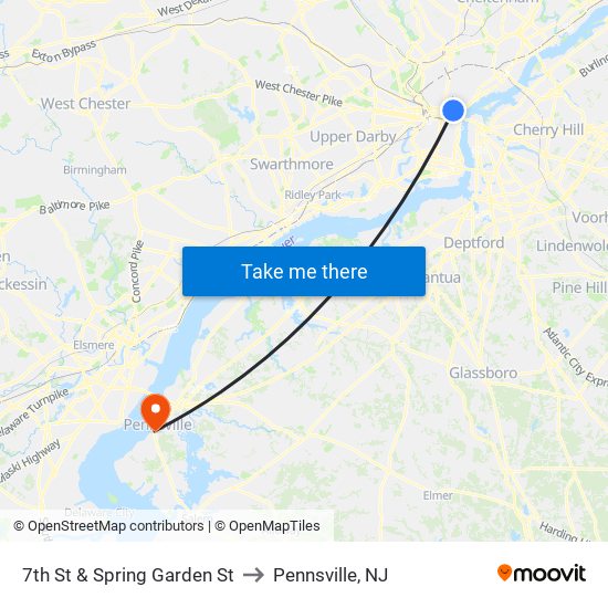 7th St & Spring Garden St to Pennsville, NJ map