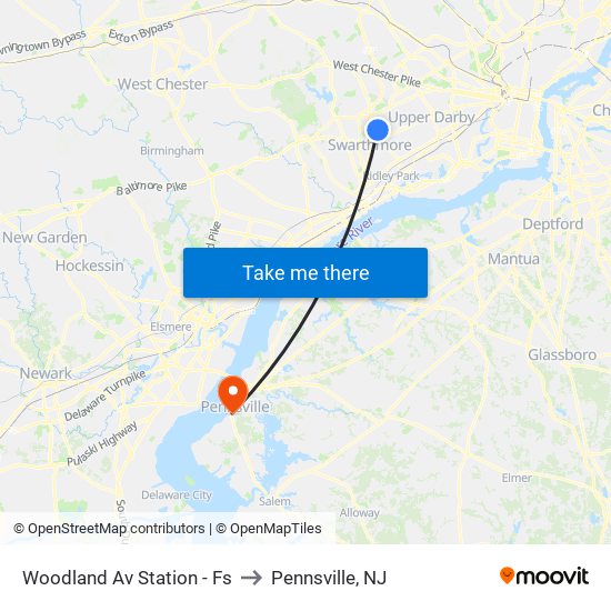 Woodland Av Station - Fs to Pennsville, NJ map