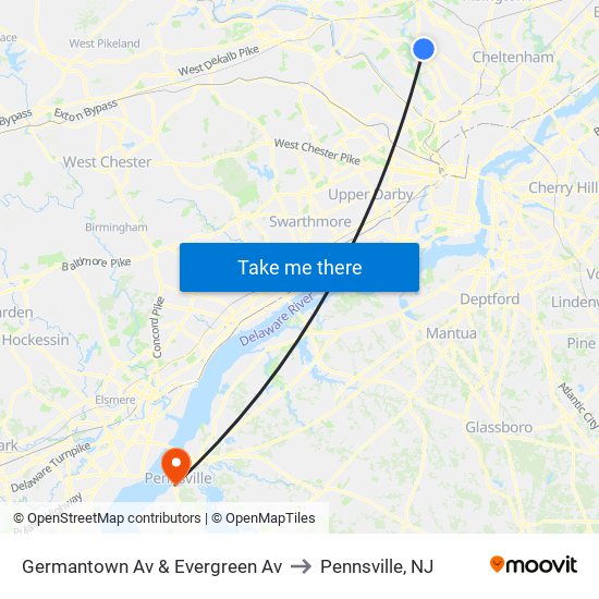 Germantown Av & Evergreen Av to Pennsville, NJ map