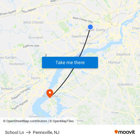 School Ln to Pennsville, NJ map